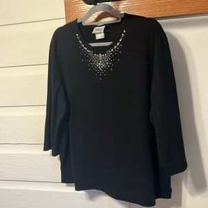 Nikki embellish black 3/4 sleeve top